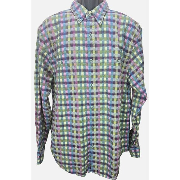 The Territory Ahead Mens L Plaid Button-Up Shirt 100% Cotton Long Sleeve - Picture 1 of 7
